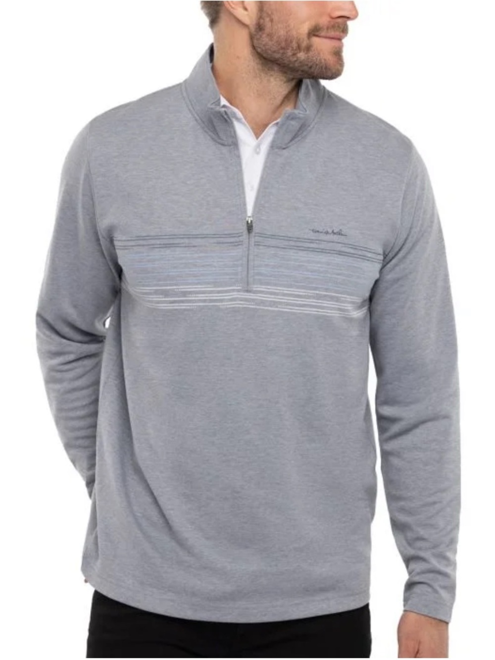 TravisMathew Men's Travel More Gray Performance Quarter-Zip Pullover - XL